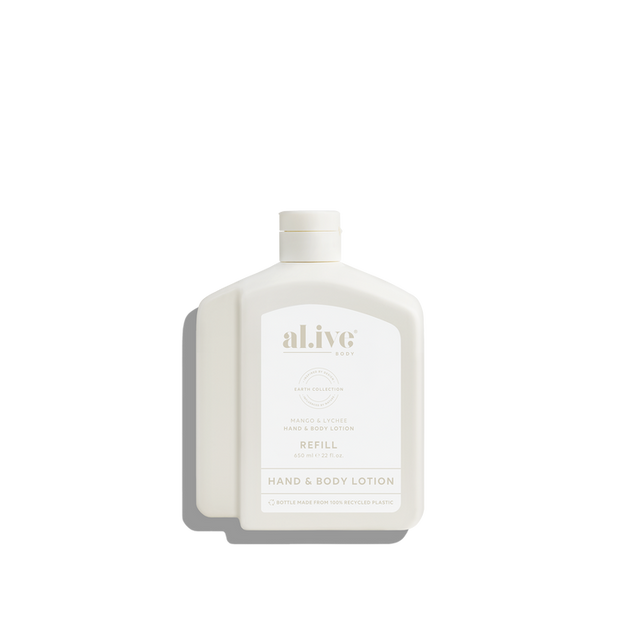 al.ive body Mango & Lychee Lotion Refill 650 ml PCR bottle
