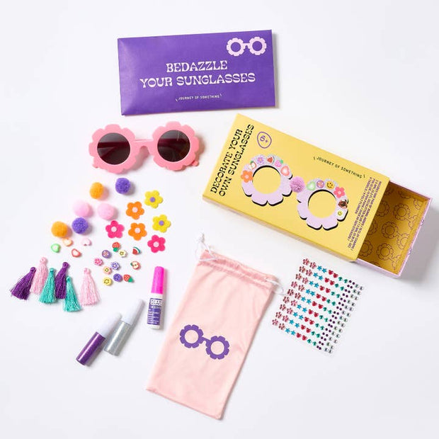 DIY kids activity set with pom poms, glitter glue, and tassels