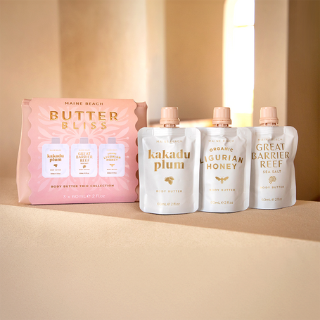 Maine Beach Butter Bliss Trio Collection 3 x 60ml body butters in jelly vanity bag