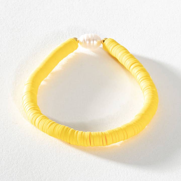 Greenwood Designs Pearl Pop Heishi Bead Bracelet yellow