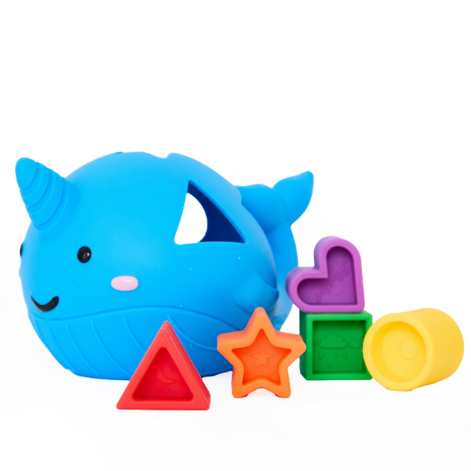 Jellystone Designs Narwhal Shape Sorter in bright colours