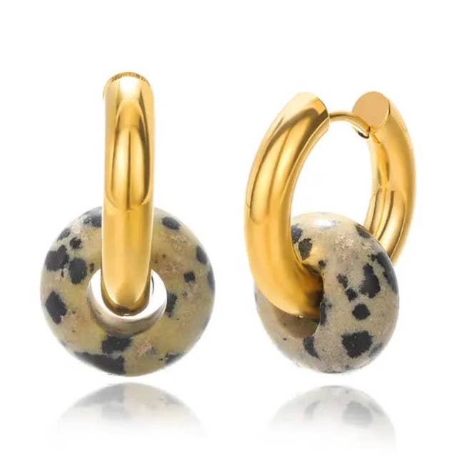 Greenwood Designs Astrid Hoop Earrings with pebble stone bead