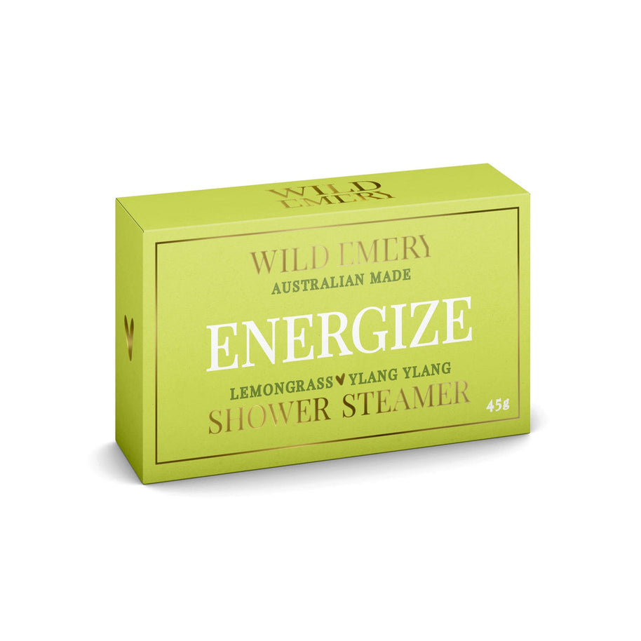 Wild Emery natural essential oil shower steamer in white