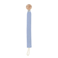 Misty Blue cotton and beechwood dummy holder for babies