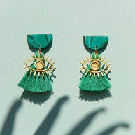 Kingston Jewellery Emerald Eye Tassel handmade earrings with pearls