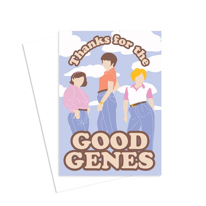 Happy Day People Thanks for the Good Genes greeting card with retro illustration