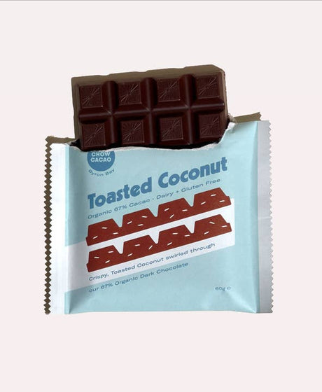 Chow Cacao Toasted Coconut Organic Dark Chocolate 70g bar
