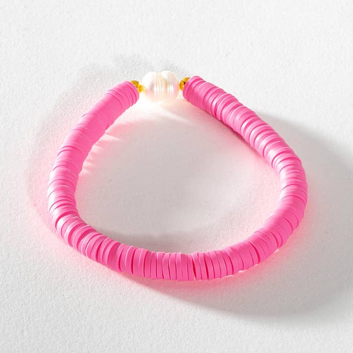 Greenwood Designs Pearl Pop Heishi Bead Bracelet pink