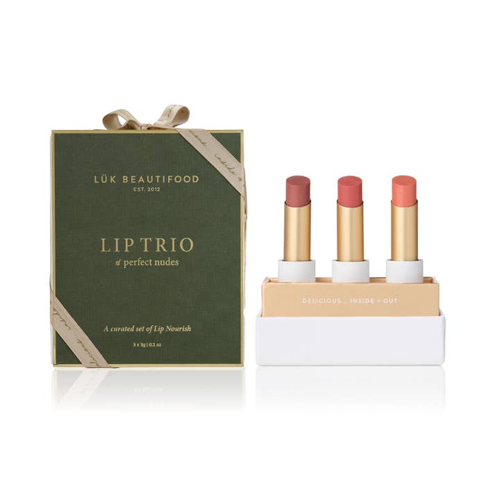 Lük Beautifood Lip Trio Perfect Nudes Sheer Lipstick Holiday Gift Set 2025
