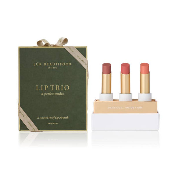 Lük Beautifood Lip Trio Perfect Nudes Sheer Lipstick Holiday Gift Set 2025