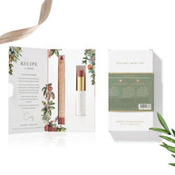 Tea Rose Lip Nourish and Lychee Sorbet Lipstick Crayon in festive book-style packaging