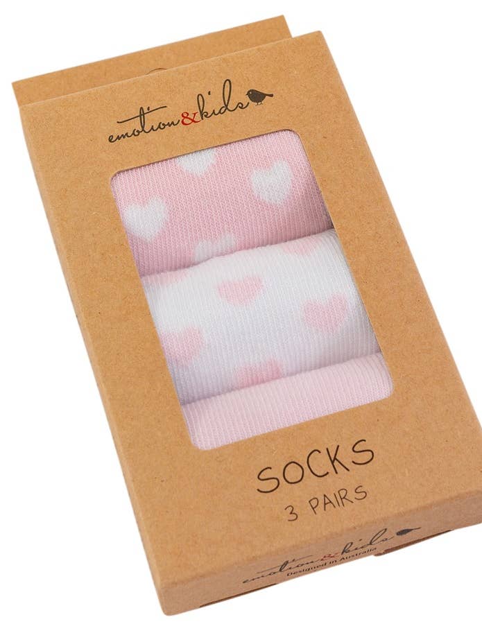 Emotion & Kids Hearts and Stars pink baby socks 3 pack