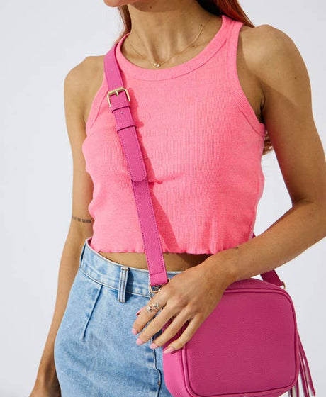Nakoa The Label Vegan PU Leather Sandy Springs Crossbody Bag in bubblegum pink