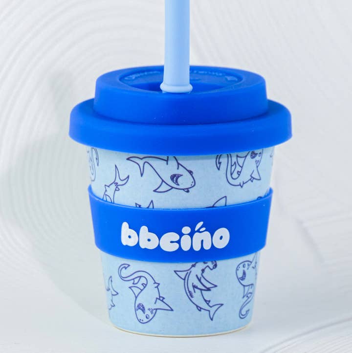 BBcino BB Shark Babycino Cup 120ml with reusable straw