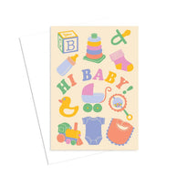 Happy Day People Hi Baby greeting card with colourful baby illustration