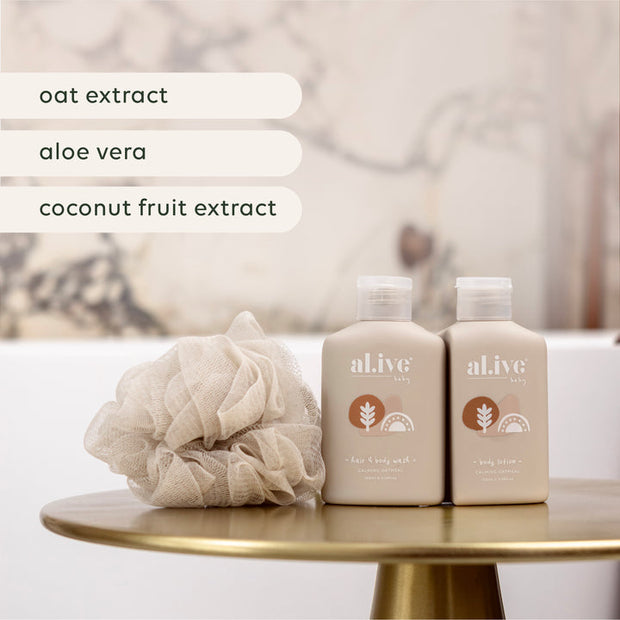 Christmas baby wash and lotion set in stone ornament packaging