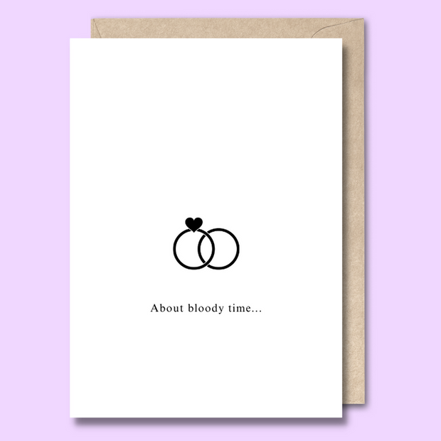Unseasoned Greetings About Bloody Time wedding card with rings illustration