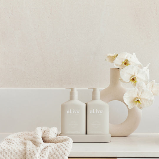 Clean skincare packaging in neutral tones