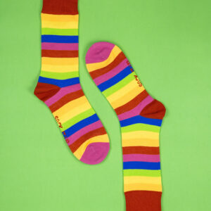 Sock It Up All For Love rainbow striped crew socks
