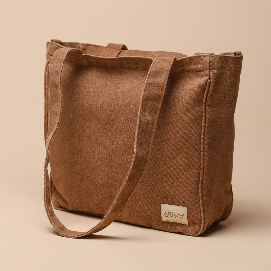 Array Bags Midi Pocket Tote in Mocha canvas
