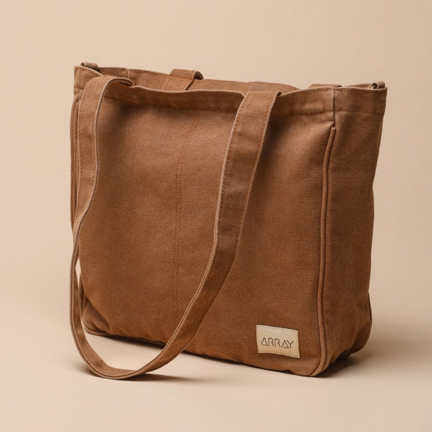 Array Bags Midi Pocket Tote in Mocha canvas
