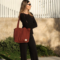 Array Bags Midi Pocket Tote in Rosewood canvas
