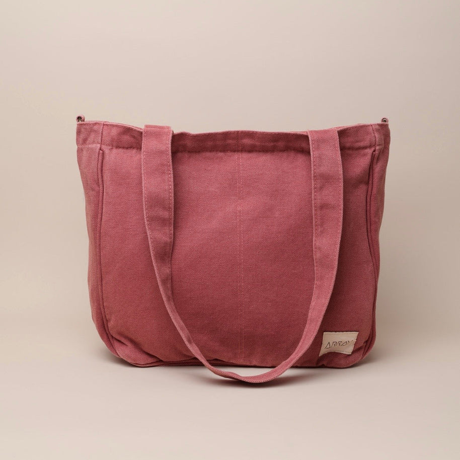 Array Midi Pocket Tote Blush with crossbody strap loops