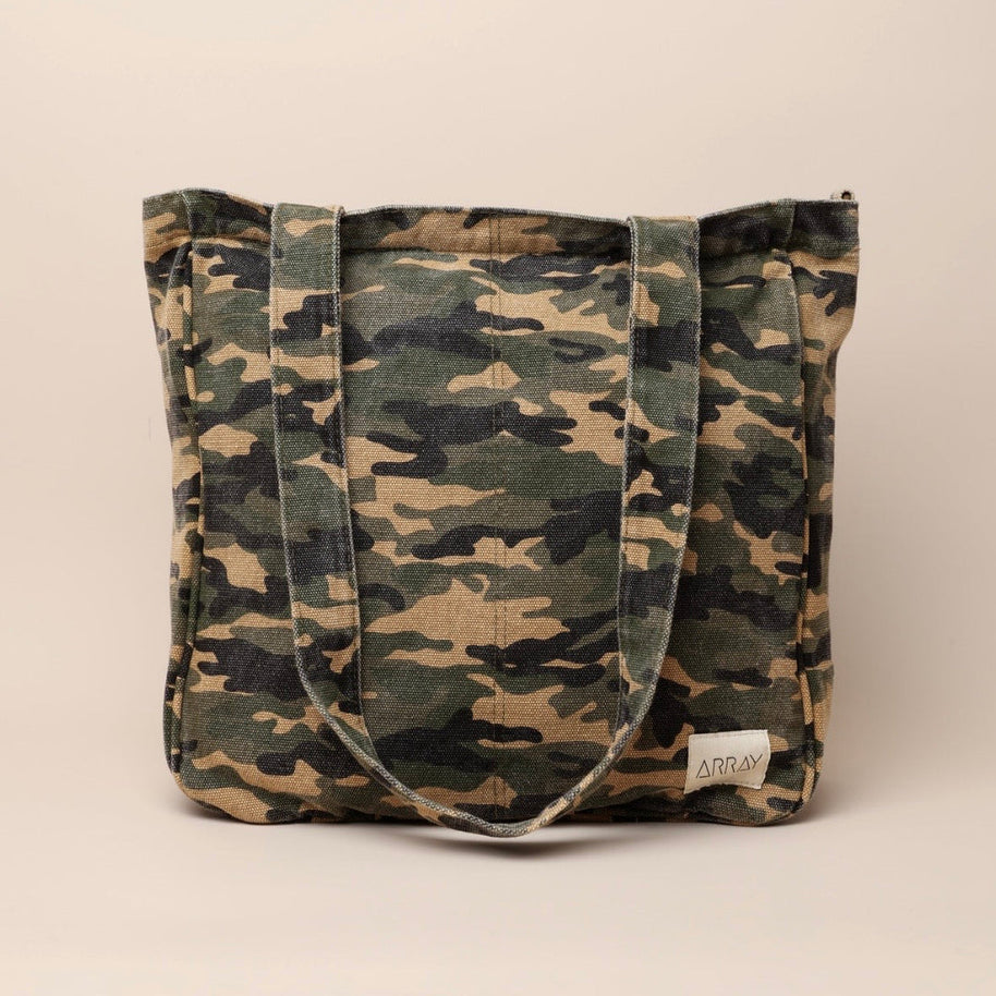 Array Midi Pocket Tote in Camo canvas print