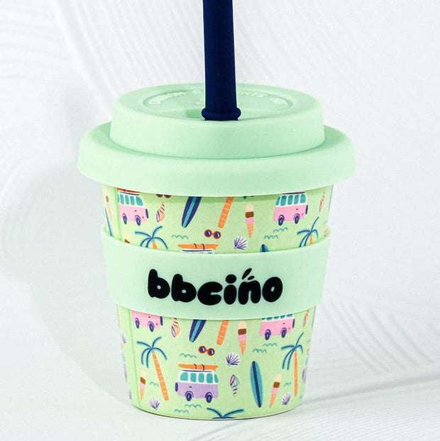 BBcino Beach Bums Babycino Cup 120ml with reusable straw and silicone lid