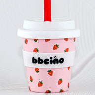 BBcino Berry Bb Babycino Cup 120ml with red reusable straw and white silicone lid