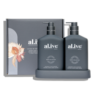al.ive body Wash & Lotion Duo Coconut & Wild Orange with tray