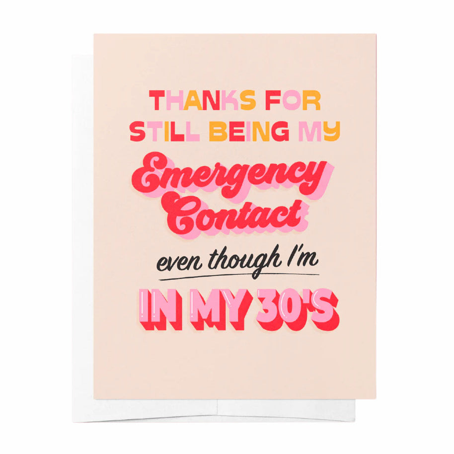 Bad On Paper “Emergency Contact” Greeting Card front view