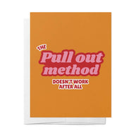 Bad on Paper Pull Out Method baby shower greeting card

