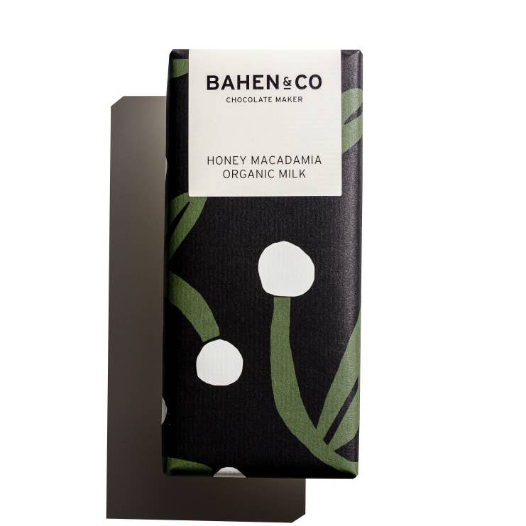 Bahen & Co Honey Macadamia Organic Milk Chocolate Bar 75g
