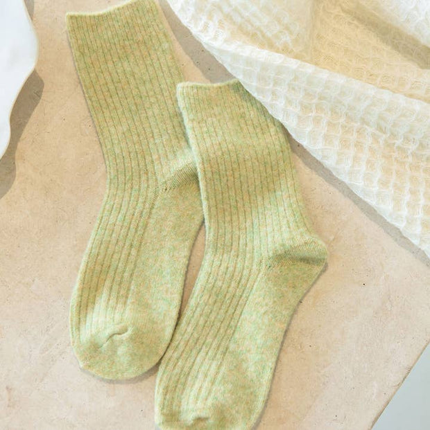 Bed and Butter The Comfiest Socks Light Sage cashmere wool ankle socks laid flat