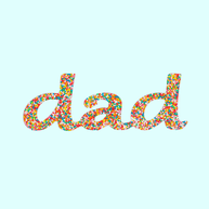 Belgian milk chocolate spelling DAD topped with rainbow sprinkles