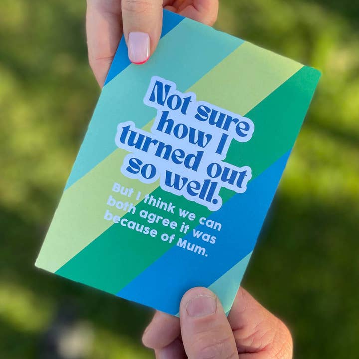 Bold blue and green stripe Father's Day greeting card
