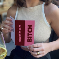 Bold maroon and pink two-tone celebration card