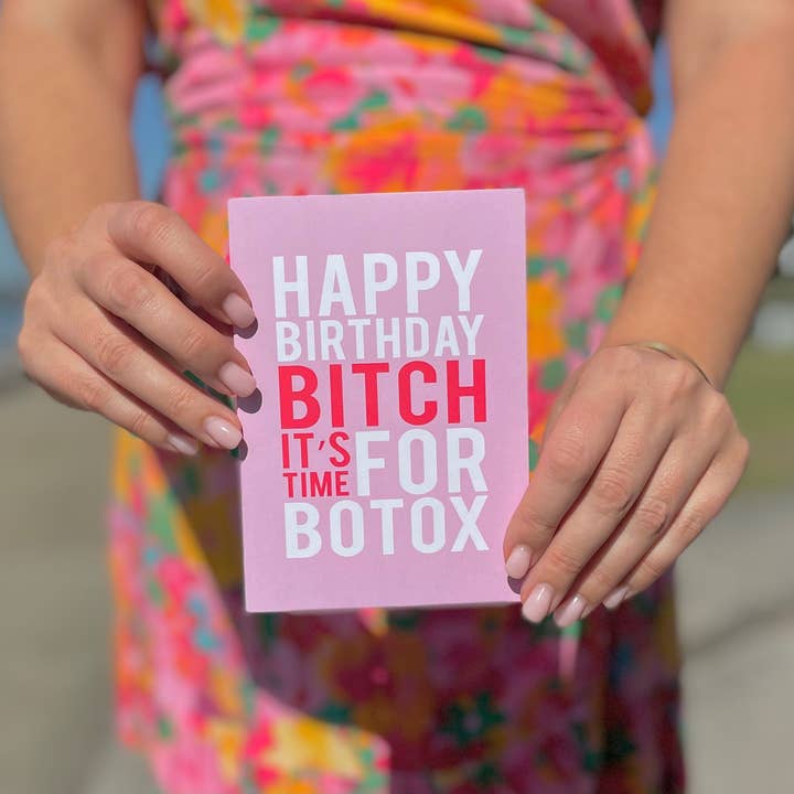 Bold pink and red typography funny birthday card