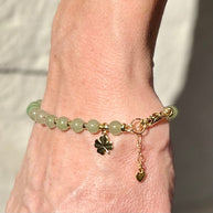 Boss + Me Green Jade Four Leaf Clover Charm Bracelet