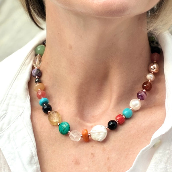 Boss + Me Mixed Semi-Precious Stones Necklace