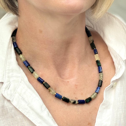 Boss + Me Prehnite, Lapis Lazuli & Mica Necklace 48cm
