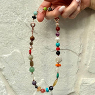 Boss + Me layering necklace with mixed semi-precious stones