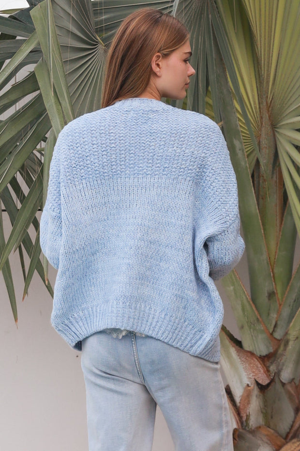 Sky Blue Chunky Knit Cardigan