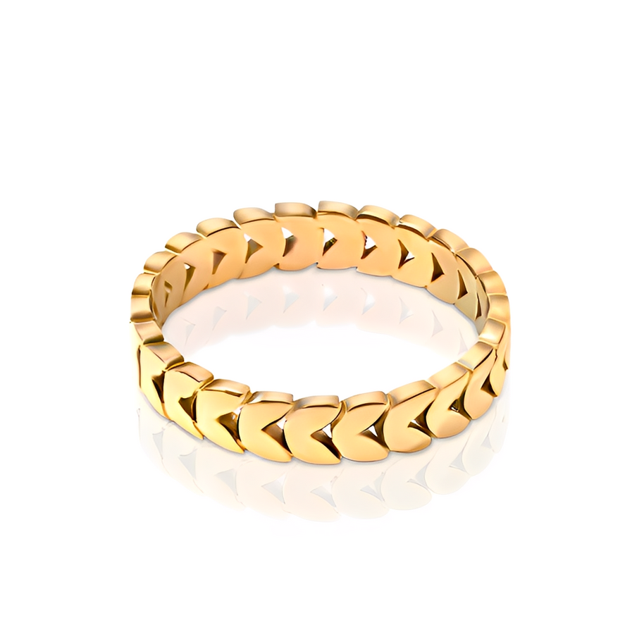 18k gold plated stainless steel interlocking link ring
