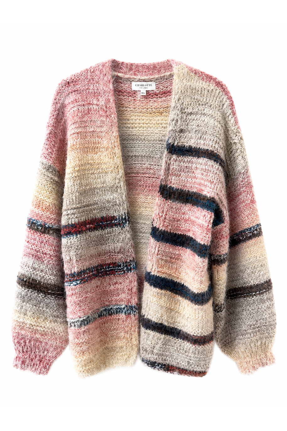Charlotte the Label brown striped chunky knit cardigan