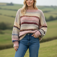 Charlotte the Label brown striped chunky knit sweater