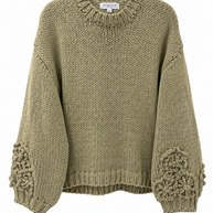 Charlotte the Label khaki chunky knit crew neck sweater