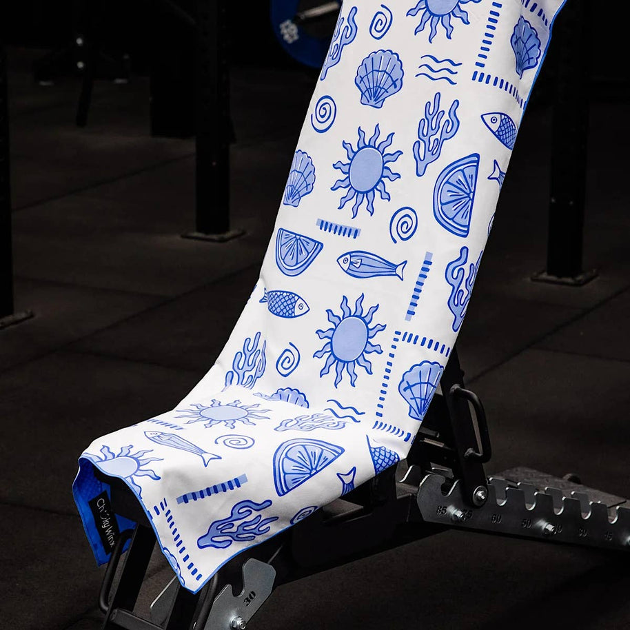 Cheeky Winx Hooded Mediterranean Sea gym towel with zip pocket