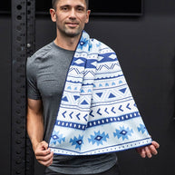 Cheeky Winx odour free lightweight sports towel in boho blue print